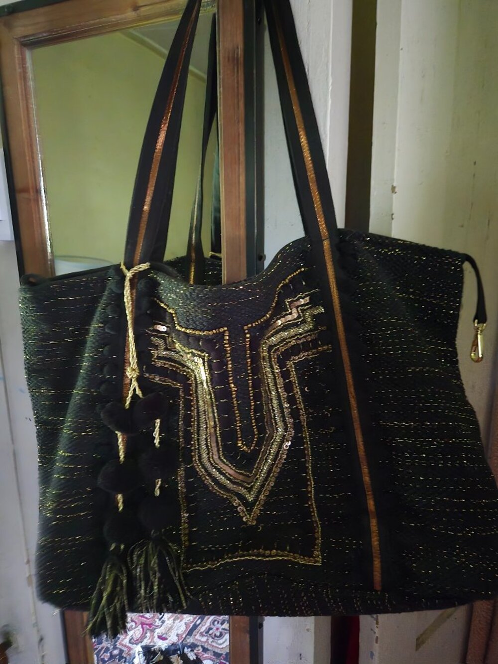 America & Beyond Boho Sequined Tote